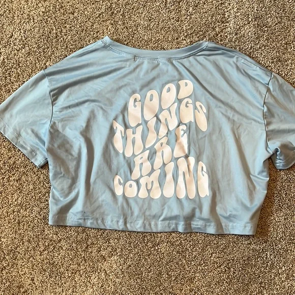 Shein Blue Cropped Tee - Picture 2 of 2